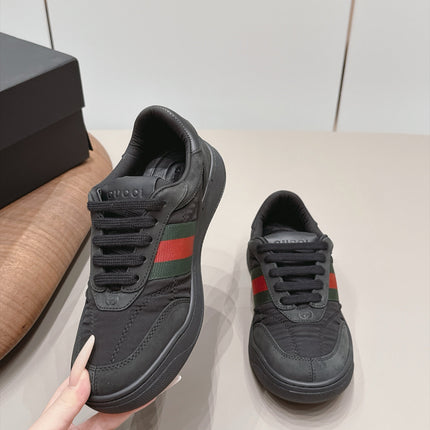 GUCCI 26S SNEAKERS IN BLACK SUEDE AND FABRIC