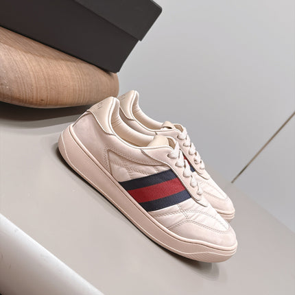 GUCCI 26S SNEAKERS IN LIGHT BEIGE SUEDE AND FABRIC