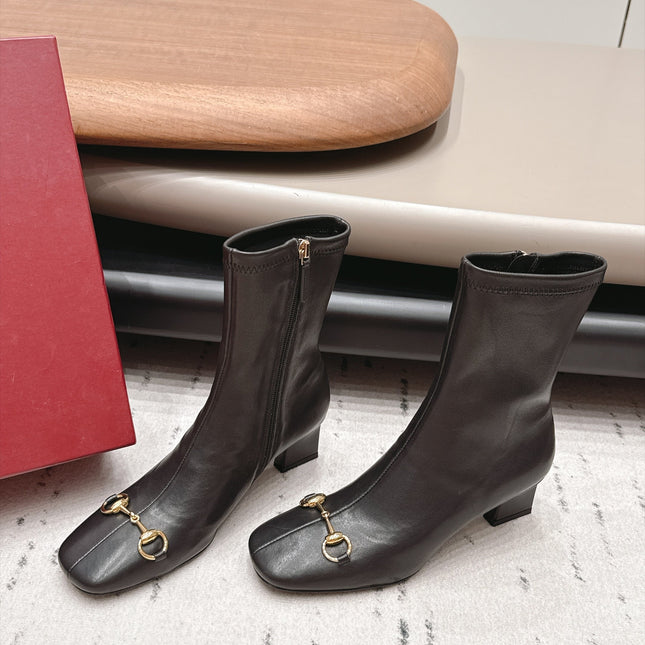 GUCCI 26S ANKLE BOOTS 55 MM IN BLACK LAMBSKIN