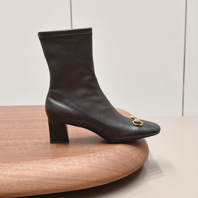 GUCCI 26S ANKLE BOOTS 55 MM IN BLACK LAMBSKIN