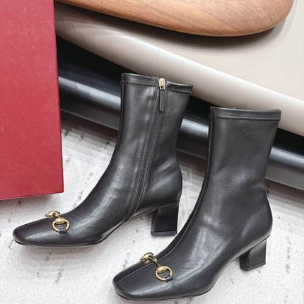 GUCCI 26S ANKLE BOOTS 55 MM IN BLACK LAMBSKIN