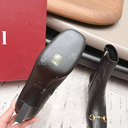 GUCCI 26S ANKLE BOOTS 55 MM IN BLACK LAMBSKIN