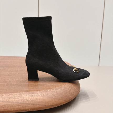 GUCCI 26S ANKLE BOOTS 55 MM IN BLACK SUEDE