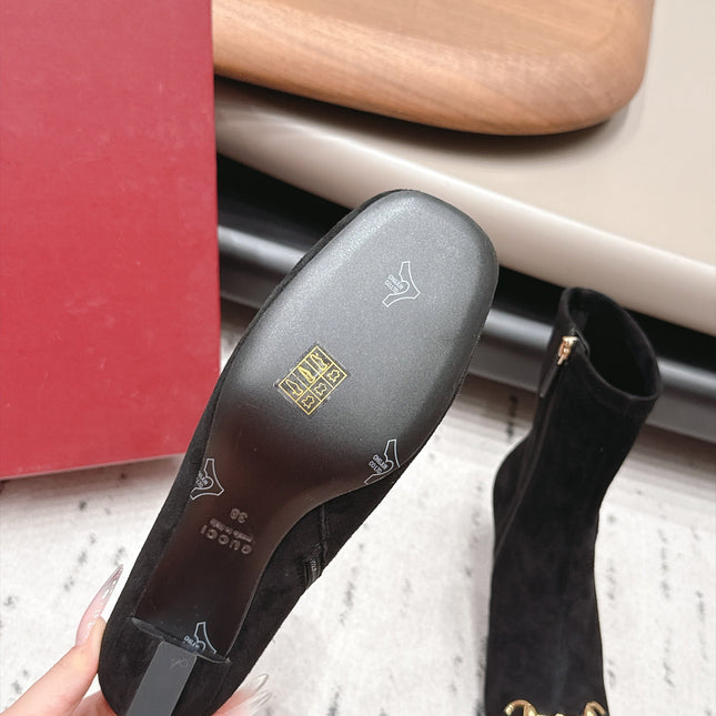 GUCCI 26S ANKLE BOOTS 55 MM IN BLACK SUEDE
