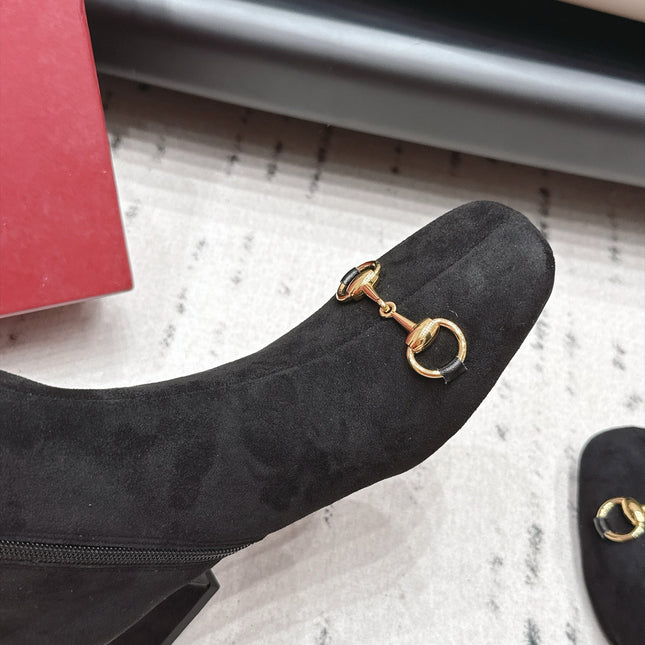 GUCCI 26S TALL BOOTS 55 MM IN BLACK SUEDE