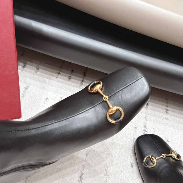 GUCCI 26S TALL BOOTS 55 MM IN BLACK LAMBSKIN