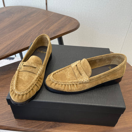 YSL 26S LOAFER IN LIGHT BROWN SUEDE
