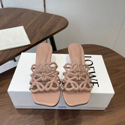 LOEWE 26S HIGH HEEL SANDALS IN TAUPE BROWN CALFSKIN