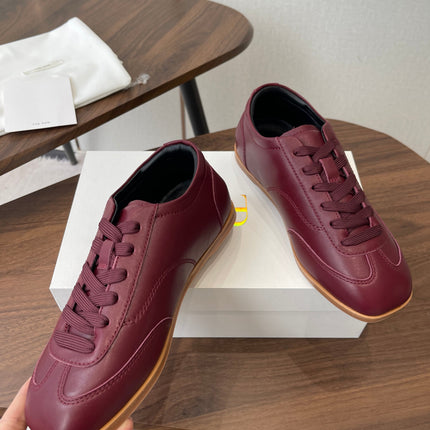 THE ROW 26S SNEAKERS IN BURGUNDY RED CALFSKIN