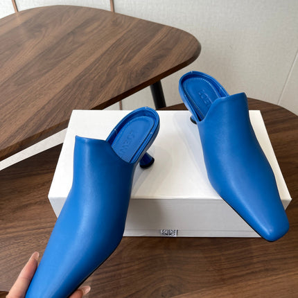 LOEWE 26S EMILY MULE 55MM IN BLUE CALFSKIN