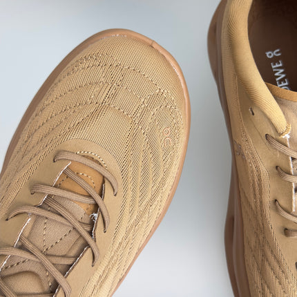 LOEWE 26S CHUNKY SOLE LACE UP SNEAKERS 45MM IN TAN BROWN MESH FABRIC