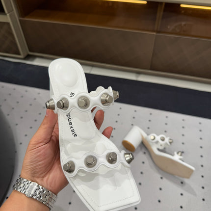 RIOT 65MM SANDAL IN WHITE LAMBSKIN