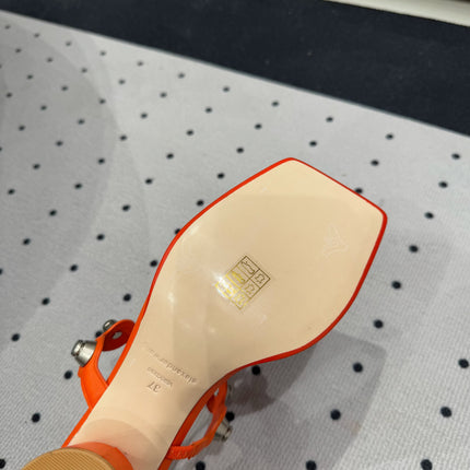 RIOT 65MM SANDAL IN FIRE ORANGE LAMBSKIN