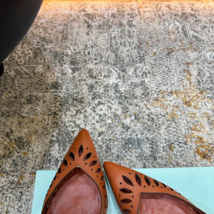 AQUAZZURA 26S HIGH HEELS 110 MM IN BROWN CALFSKIN
