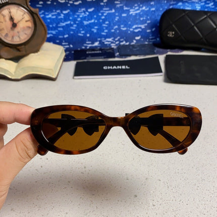 CHANEL 26S SLIM OVAL FRAME IN BROWN ACETATE 404787