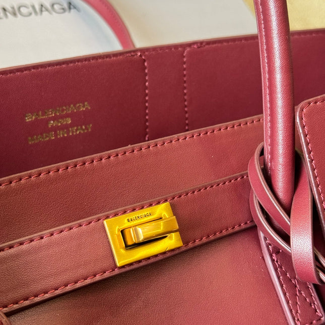 BEL AIR CARRY ALL BAG 35 IN BURGUNDY RED NAPPA LAMBSKIN GOLD HARDWARE