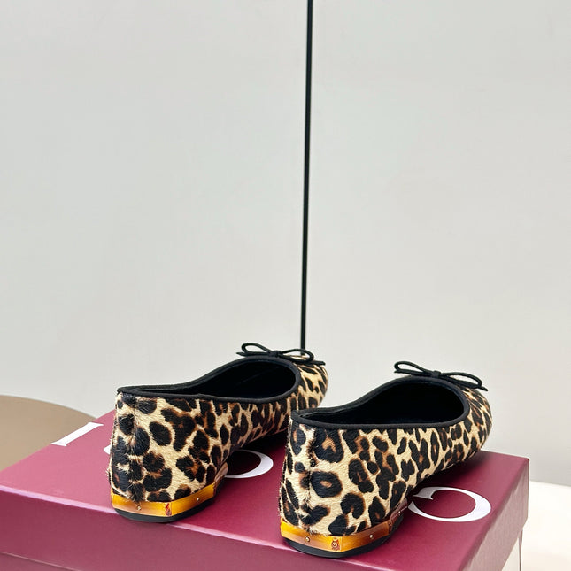 GUCCI 26S ROUND TOE BALLET FLATS IN LEOPARD PRINT CALF HAIR