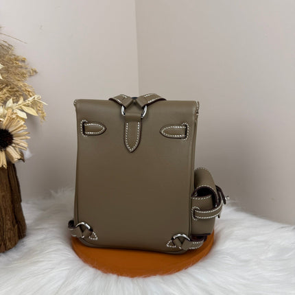 HM 25S KELLY JUMP 17 CM IN MUSHROOM BROWN SWIFT WITH SILVER HARDWARE
