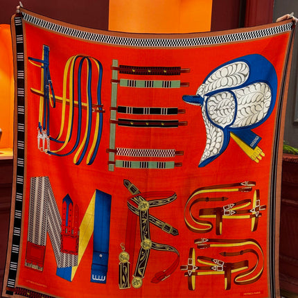 HERMES 26S SCARF 140 IN SILK AND CASHMERE 492441