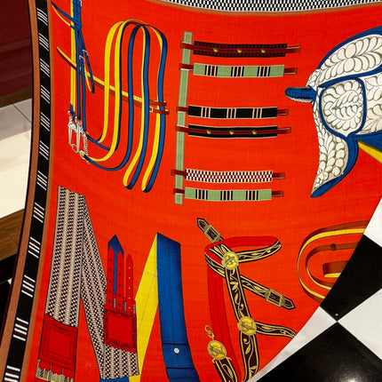 HERMES 26S SCARF 140 IN SILK AND CASHMERE 492441