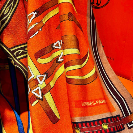 HERMES 26S SCARF 140 IN SILK AND CASHMERE 492441