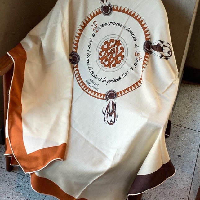 HERMES 26S SCARF 140 IN SILK AND CASHMERE 496036