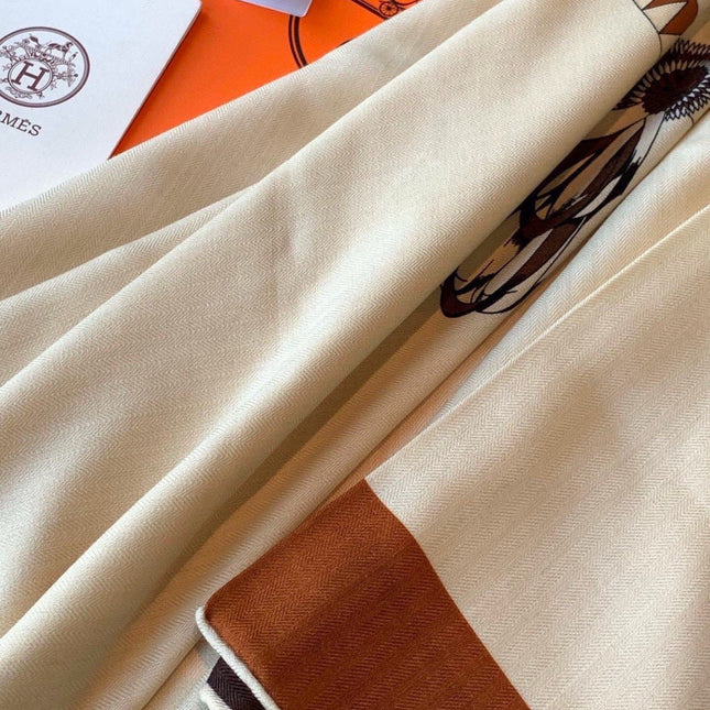 HERMES 26S SCARF 140 IN SILK AND CASHMERE 496036