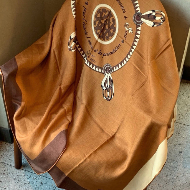 HERMES 26S SCARF 140 IN SILK AND CASHMERE 496037