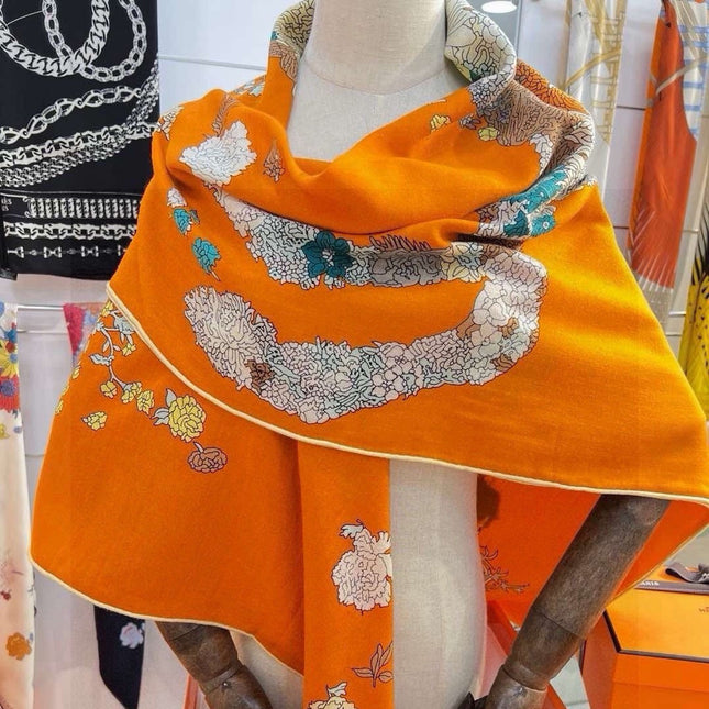 HERMES 26S SCARF 140 IN SILK AND CASHMERE 496065