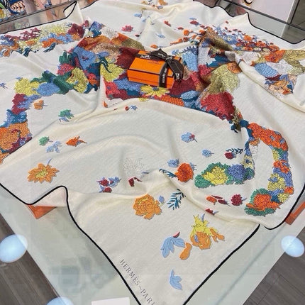HERMES 26S SCARF 140 IN SILK AND CASHMERE 496067