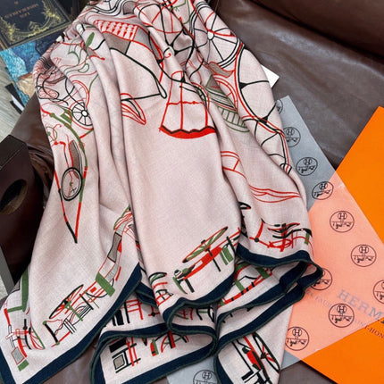 HERMES 26S SCARF 135 IN SILK AND CASHMERE 499915