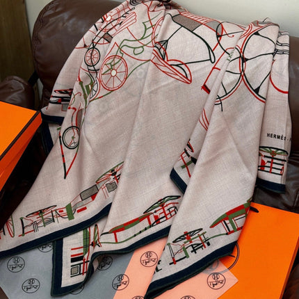 HERMES 26S SCARF 135 IN SILK AND CASHMERE 499915