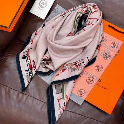 HERMES 26S SCARF 135 IN SILK AND CASHMERE 499915