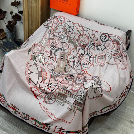 HERMES 26S SCARF 135 IN SILK AND CASHMERE 499915