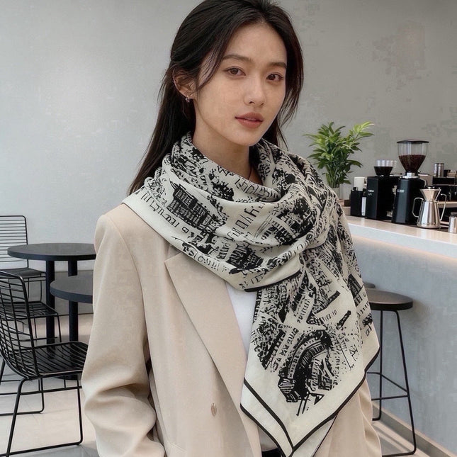 DIOR 26S SCARF 140 IN SILK AND CASHMERE 509456