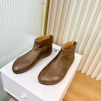 LOEWE 26S FLAT ANKLE BOOTS IN BROWN SMOOTH CALFSKIN