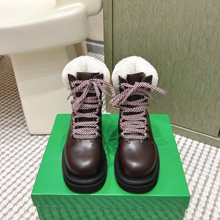 BV SHEARLING ANKLE BOOTS IN BROWN CALFSKIN