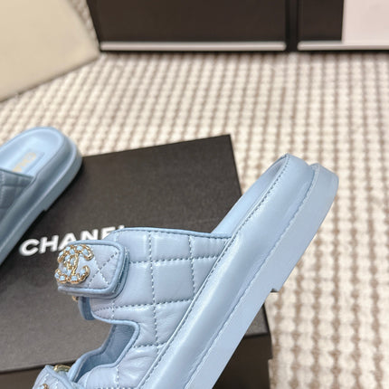 CHANEL 26S SANDALS IN LIGHT BLUE CALFSKIN