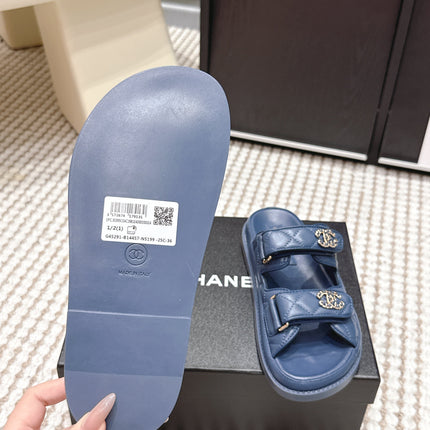CHANEL 26S SANDALS IN SLATE BLUE CALFSKIN
