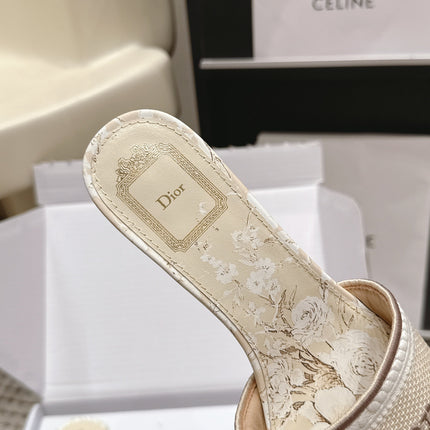 DIOR 26S D-WAY HEELED SLIDE IN MULTICOLOR CANVAS STYLE 08