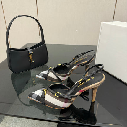 BURBERRY 26S SLINGBACK HEELS 85 MM IN STRIPED COLOR COORDINATION FABRIC STYLE 10