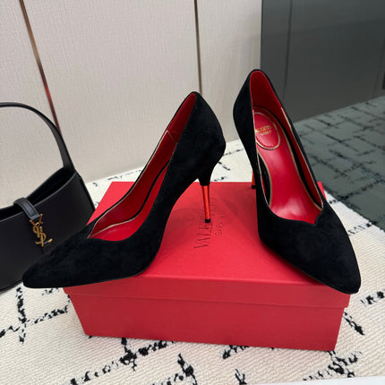 VALENTINO 26S HIGH HEELS 100 MM IN BLACK SUEDE