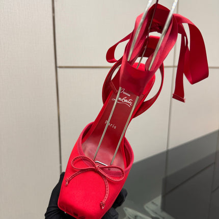 CHRISTIAN LOUBOUTIN 26S HIGH HEELS 145 MM IN RED SATIN
