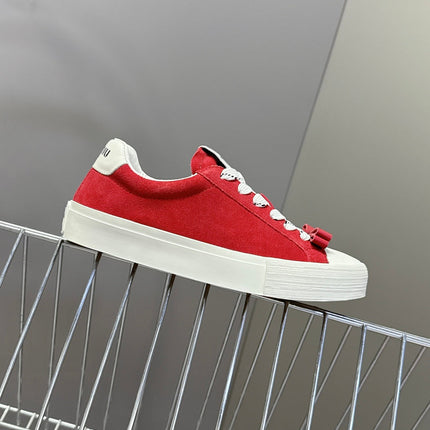 MIUMIU 25S SNEAKERS IN DARK RED SUEDE