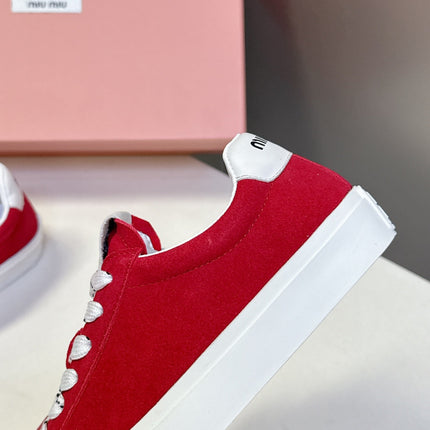 MIUMIU 25S SNEAKERS IN DARK RED SUEDE