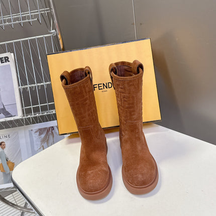 FENDI 25S BOOTS IN BROWN SUEDE
