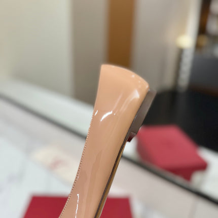 VALENTINO 26S BALLET FLATS IN NUDE PATENT CALFSKIN
