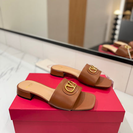 VALENTINO 26S SANDALS IN BROWN SMOOTH CALFSKIN WITH GOLD HARDWARE