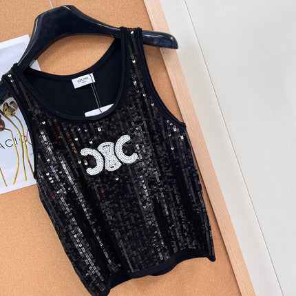 CELINE 26S SEQUIN KNIT TANK TOP 142