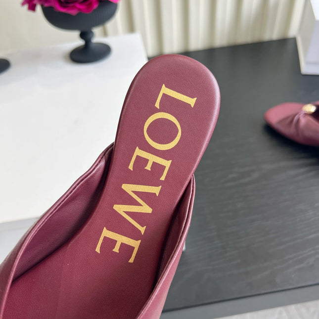 LOEWE 26S SANDALS IN DARK RED LAMBSKIN